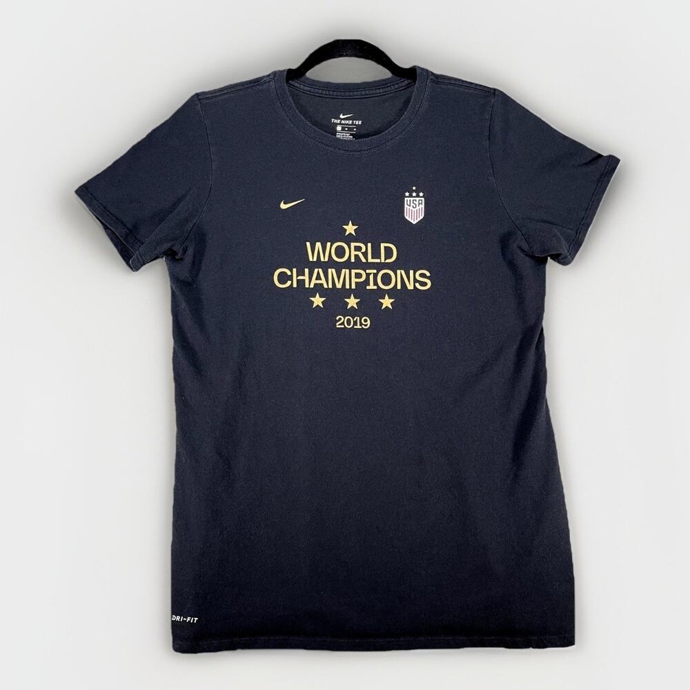 Nike 2019 Olympic World Champions Shirt Mens Medium USA Black Dri FIt Crew Neck